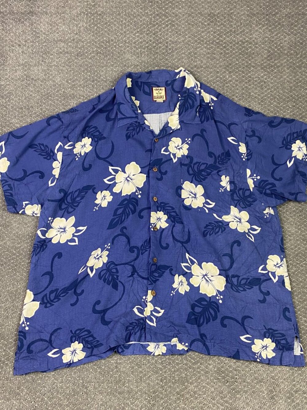 Tommy Bahama Silk Hawaiian Shirt Mens XXL Blue Tropical Floral Short Sleeve Camp